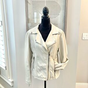 Cream Faux Leather Jacket